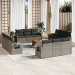 vidaXL Salon de jardin avec coussins 13 Pièces gris résine tressée