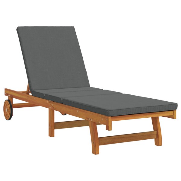 Fauteuil relax vidaXL avec des roulettes et un coussin gris foncé en bois massif