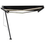 vidaXL Auvent automatique et capteur de vent/LED 450x300 cm Anthracite