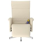 vidaXL Fauteuil inclinable de massage et repose-pieds crème similicuir