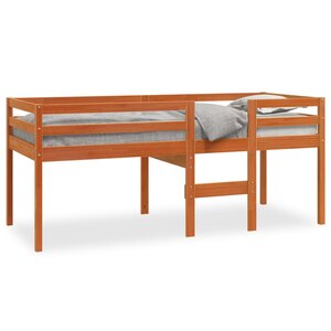 vidaXL Lit haut sans matelas cire marron 90x200 cm bois massif