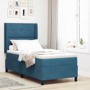 vidaXL Lit à ressorts avec matelas Bleu 100 x 200 cm Velours