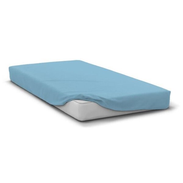 Drap housse microfibre 82 g - 90 x 190 cm - Bonnet 30 cm - Bleu ciel