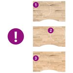 vidaXL Dessus de bureau non traité bois massif de chêne rectangulaire