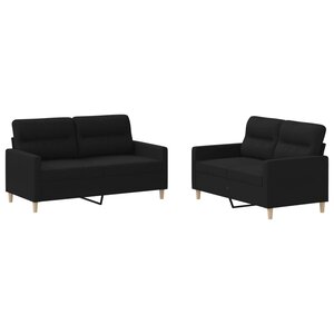 vidaXL Ensemble de canapés 2 Pièces avec coussins Noir Tissu