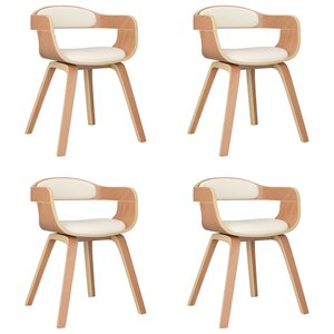 vidaXL Chaises à manger lot de 4 crème similicuir et bois courbé