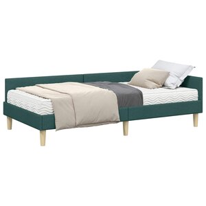vidaXL Cadre de lit d'angle avec matelas avec matelas 2 Pièces Vert tissu