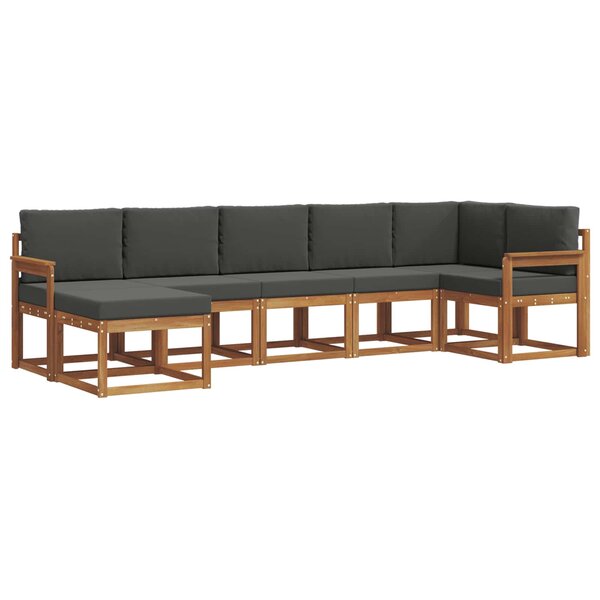 vidaXL Ensemble de canapés d'extérieur 7 Pièces Naturel et Anthracite