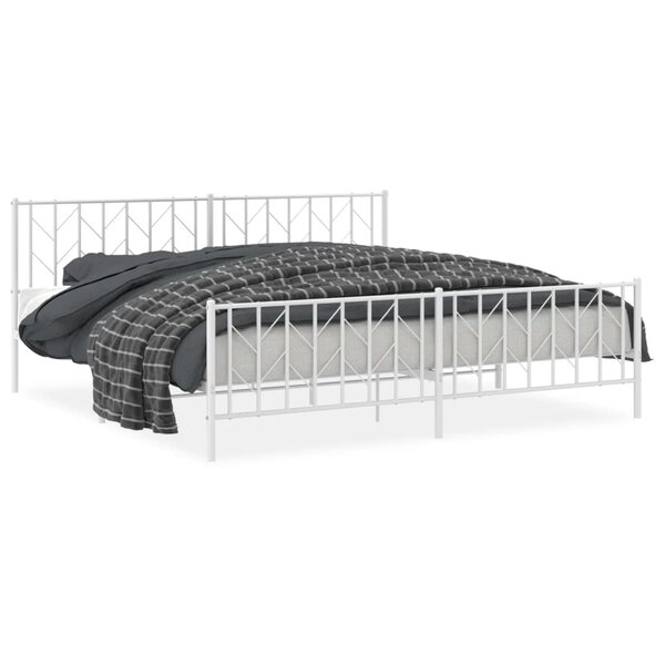 vidaXL Cadre de lit métal sans matelas et pied de lit blanc 200x200 cm