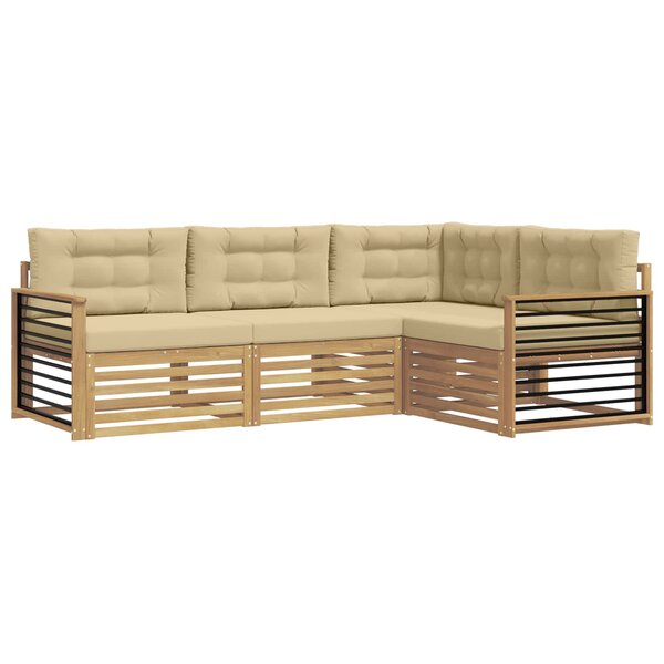 vidaXL Ensemble de canapés d'extérieur 5 pc Blanc et Beige Polyester