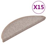 vidaXL Tapis d'escalier 15 pièces 56 x 17 x 3 cm Marron clair Demi-rond