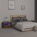 vidaXL Tables de chevet 2 Pièces et lumières LED Chêne fumé 60x35x40 cm