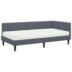vidaXL Cadre de lit d'angle avec matelas 2 pc Gris foncé 90 x 200 cm