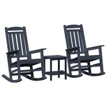 vidaXL Chaise à bascule 3 pc Bleu marine Polyéthylène