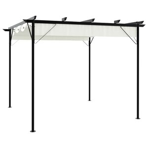 vidaXL Pergola avec toit rétractable Blanc crème 3 x 3 m Acier