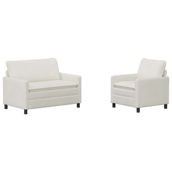 vidaXL Ensemble de Canapés 2 Pièces Crème Polyester