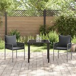 vidaXL Ensemble de salle à manger de jardin 3 pièces avec coussins en poly rattan noir