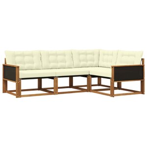 vidaXL Ensemble de canapés d'extérieur 4 pc Naturel et Crème