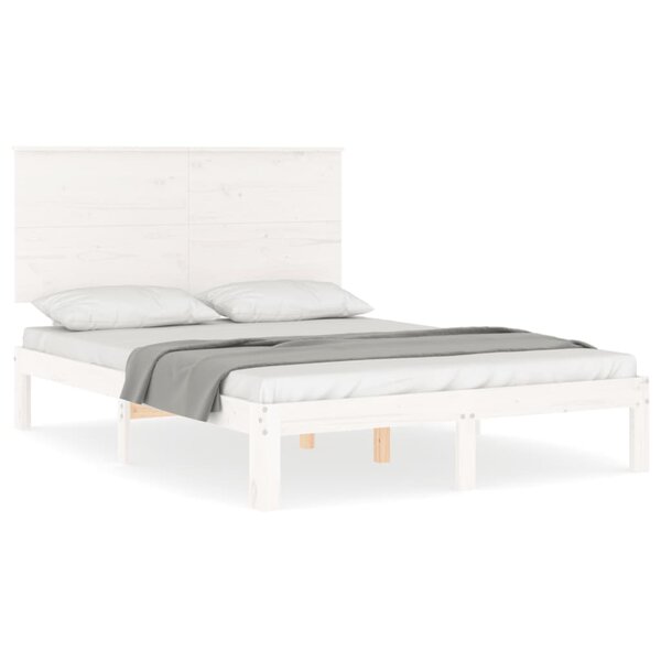 vidaXL Cadre de lit sans matelas blanc 140x190 cm bois de pin massif