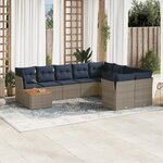 vidaXL Salon de jardin 10 Pièces avec coussins gris résine tressée