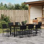 vidaXL Ensemble de salle à manger pour jardin 9 Pièces Noir polyrotin
