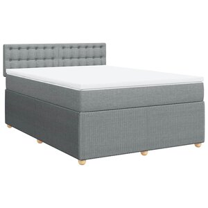 vidaXL Sommier à lattes de lit avec matelas Gris clair 140x190cm Tissu