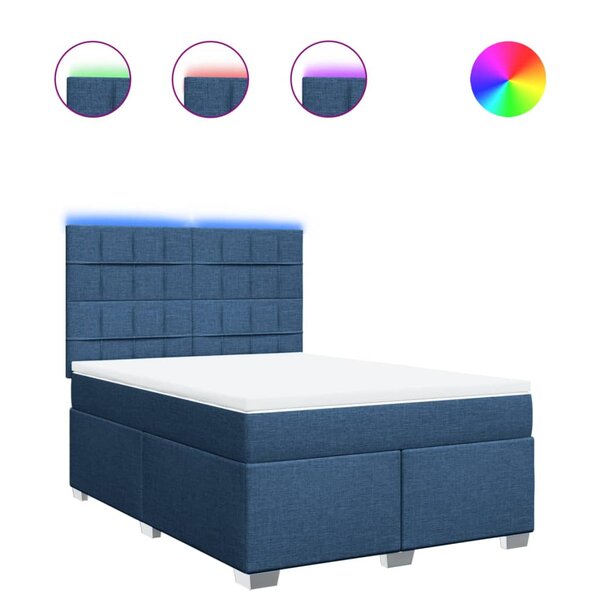vidaXL Sommier à lattes de lit avec matelas Bleu 160x200 cm Tissu