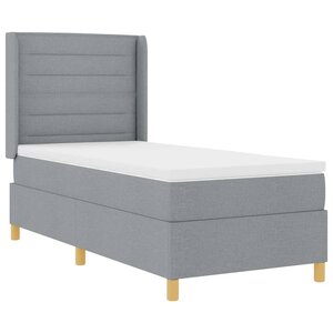 vidaXL Lit à ressorts avec matelas gris clair 100x200 cm en tissu