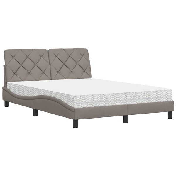 vidaXL Lit avec matelas taupe 140x200 cm tissu