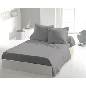 Drap plat microfibre 82 g - 180 x 290 cm - 1 personne - Gris clair