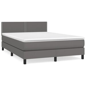 vidaXL Sommier à lattes de lit avec matelas Gris 140x190 cm Similicuir