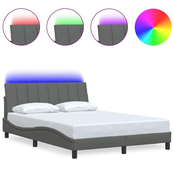 vidaXL Cadre de lit sans matelas Hanko gris foncé 120x200 cm tissu