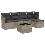 vidaXL Salon de jardin 6 Pièces avec coussins gris clair résine tressée
