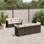 vidaXL Salon de jardin 8 Pièces avec coussins marron résine tressée