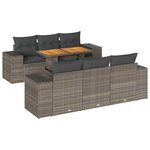 vidaXL Salon de jardin avec coussins 7 Pièces gris résine tressée