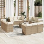 vidaXL Salon de jardin avec coussins 13 Pièces beige résine tressée