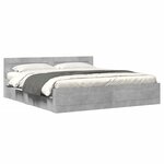 vidaXL Cadre de lit avec tête de lit sans matelas gris béton 180x200cm