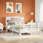 vidaXL Lit bibliothèque sans matelas blanc 140x190 cm bois pin massif