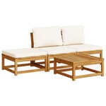 vidaXL Salon de jardin 4 Pièces avec coussins Bois d'acacia solide