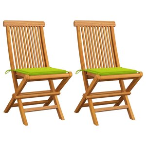 vidaXL Chaises de jardin avec coussins vert vif lot de 2 Bois de teck