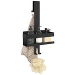 vidaXL Support de douche suspendu noir mat acier inoxydable 304 brossé