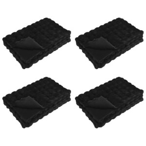 vidaXL Couverture en Fourrure de Lapin Synthétique Olite 4 Pièces Noir