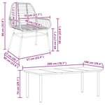 vidaXL Ensemble à manger de jardin 9Pièces noir poly rotin verre