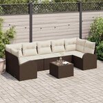 vidaXL Ensemble de canapé de jardin 8 Pièces Marron 55 x 55 x 37 cm