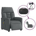 vidaXL Fauteuil inclinable de massage électrique gris foncé tissu