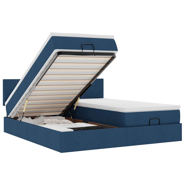 VidaXL Cadre de lit ottoman avec matelas bleu 160x200 cm tissu