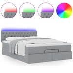 vidaXL Lit ottoman avec matelas et LED gris clair 140x190 cm tissu
