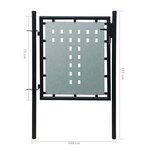 vidaXL Portail simple de clôture Noir 100x125 cm