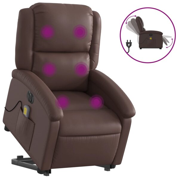 vidaXL Fauteuil inclinable de massage électrique marron similicuir