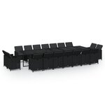 vidaXL Ensemble à dîner de jardin coussins 19 Pièces Résine tressée Noir